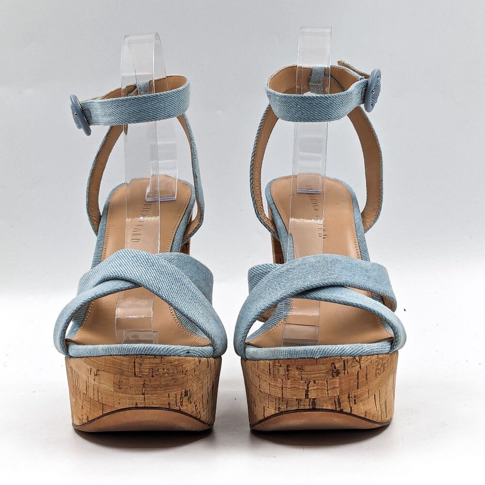 Veronica Beard Women Lalana Blue Denim Strappy Platform Summer Sandals -  10.5 - Picture 2 of 12
